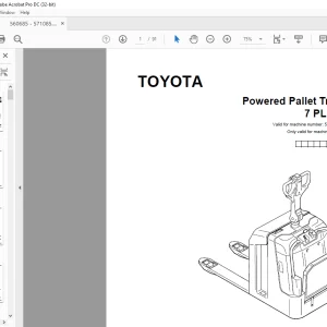 Toyota Forklift 7 PLL 24 Powered Pallet Truck Parts Catalogue Manual 560685 AT - PDF DOWNLOAD