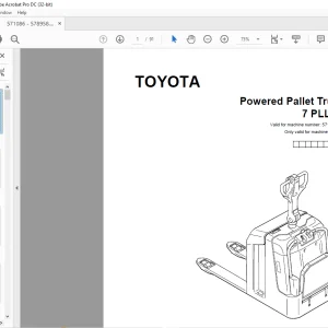 Toyota Forklift 7 PLL 24 Powered Pallet Truck Parts Catalogue Manual 571086 AT - PDF DOWNLOAD
