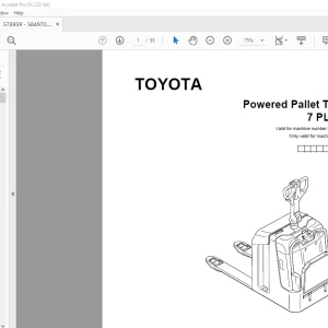 Toyota Forklift 7 PLL 24 Powered Pallet Truck Parts Catalogue Manual 578959 AT - PDF DOWNLOAD
