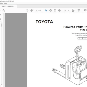 Toyota Forklift 7 PLL 24 Powered Pallet Truck Parts Catalogue Manual 584971 AT - PDF DOWNLOAD
