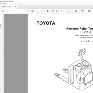 Toyota Forklift 7 PLL 24 Powered Pallet Truck Parts Catalogue Manual 586879 AT - PDF DOWNLOAD