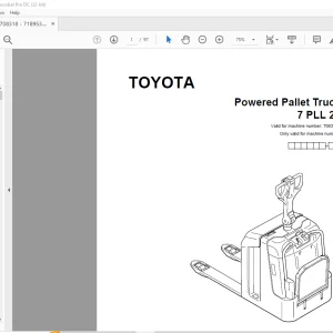 Toyota Forklift 7 PLL 24 Powered Pallet Truck Parts Catalogue Manual 708318 - PDF DOWNLOAD