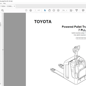 Toyota Forklift 7 PLL 24 Powered Pallet Truck Parts Catalogue Manual 718954 - PDF DOWNLOAD