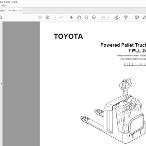 Toyota Forklift 7 PLL 24 Powered Pallet Truck Parts Catalogue Manual 730980 - PDF DOWNLOAD