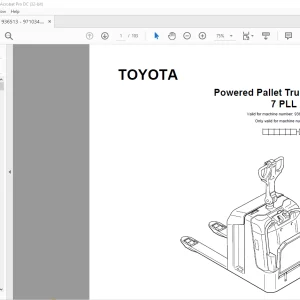 Toyota Forklift 7 PLL 24 Powered Pallet Truck Parts Catalogue Manual 936513 - PDF DOWNLOAD