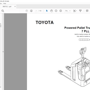 Toyota Forklift 7 PLL 24 Powered Pallet Truck Parts Catalogue Manual 980702 - PDF DOWNLOAD