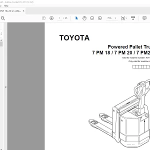 Toyota Forklift 7 PM18 7 PM20 7 PM20N Pallet Truck Parts Catalogue Manual 434185AT - PDF DOWNLOAD