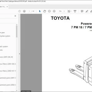 Toyota Forklift 7 PM18 7 PM20 7 PM20N Pallet Truck Parts Catalogue Manual 561051AT - PDF DOWNLOAD