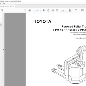 Toyota Forklift 7 PM18 7 PM20 7 PM20N Pallet Truck Parts Catalogue Manual 570989AT - PDF DOWNLOAD