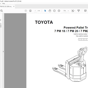 Toyota Forklift 7 PM18 7 PM20 7 PM20N Pallet Truck Spare Parts Catalog Manual 704423 - PDF DOWNLOAD
