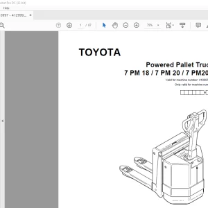 Toyota Forklift 7 PM18 7 PM20 7 PM20N Powered Pallet Truck Parts Catalogue Manual 410997AT - PDF DOWNLOAD