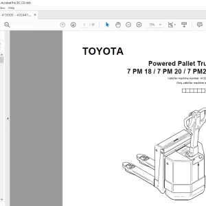 Toyota Forklift 7 PM18 7 PM20 7 PM20N Powered Pallet Truck Parts Catalogue Manual 413000AT - PDF DOWNLOAD