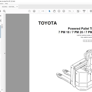Toyota Forklift 7 PM18 7 PM20 7 PM20N Powered Pallet Truck Parts Catalogue Manual 432442AT - PDF DOWNLOAD