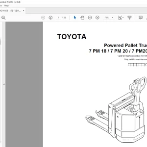 Toyota Forklift 7 PM18 7 PM20 7 PM20N Powered Pallet Truck Parts Catalogue Manual 434185AT - PDF DOWNLOAD