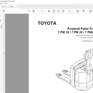 Toyota Forklift 7 PM18 7 PM20 7 PM20N Powered Pallet Truck Parts Catalogue Manual 561051AT - PDF DOWNLOAD