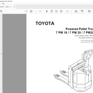 Toyota Forklift 7 PM18 7 PM20 7 PM20N Powered Pallet Truck Parts Catalogue Manual 580443AT - PDF DOWNLOAD
