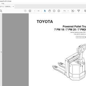 Toyota Forklift 7 PM18 7 PM20 7 PM20N Powered Pallet Truck Parts Catalogue Manual 583112AT - PDF DOWNLOAD