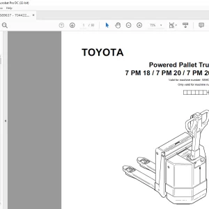 Toyota Forklift 7 PM18 7 PM20 7 PM20N Powered Pallet Truck Parts Catalogue Manual 589637AT - PDF DOWNLOAD