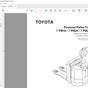 Toyota Forklift 7 PM18 7 PM20 7 PM20N Powered Pallet Truck Parts Catalogue Manual 718954 - PDF DOWNLOAD