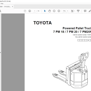 Toyota Forklift 7 PM18 7 PM20 7 PM20N Powered Pallet Truck Parts Catalogue Manual 723981 - PDF DOWNLOAD