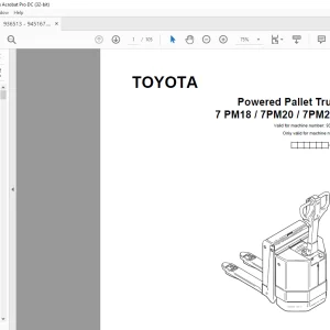 Toyota Forklift 7 PM18 7 PM20 7 PM20N Powered Pallet Truck Parts Catalogue Manual 936513 - PDF DOWNLOAD