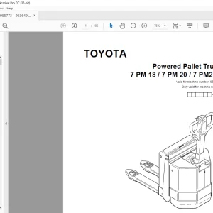 Toyota Forklift 7 PM18 7 PM20 7 PM20N Powered Pallet Truck Parts Catalogue Manual 955773 - PDF DOWNLOAD