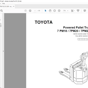 Toyota Forklift 7 PM18 7PM20 7PM20N Pallet Truck Parts Catalogue Manual 936513 - PDF DOWNLOAD