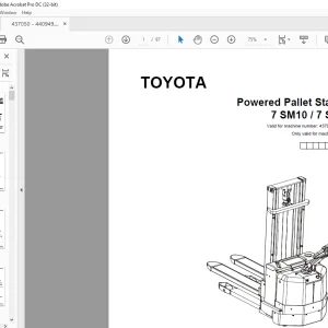 Toyota Forklift 7 SM10 7 SM12 Powered Pallet Stacker Parts Catalogue Manual 437050 - 440949 - PDF DOWNLOAD