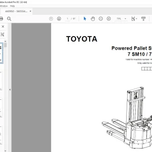 Toyota Forklift 7 SM10 7 SM12 Powered Pallet Stacker Parts Catalogue Manual 440950 - 560554 - PDF DOWNLOAD