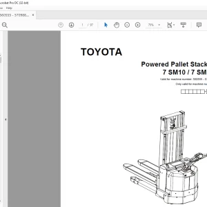 Toyota Forklift 7 SM10 7 SM12 Powered Pallet Stacker Parts Catalogue Manual 560555 - 570988 - PDF DOWNLOAD