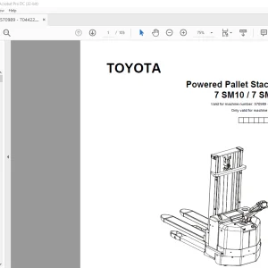 Toyota Forklift 7 SM10 7 SM12 Powered Pallet Stacker Parts Catalogue Manual 704422 - PDF DOWNLOAD
