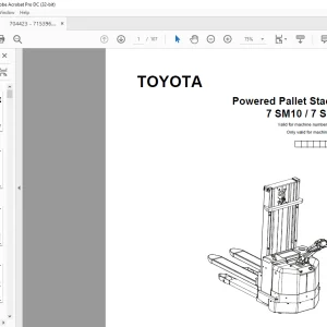 Toyota Forklift 7 SM10 7 SM12 Powered Pallet Stacker Parts Catalogue Manual 704423 - PDF DOWNLOAD