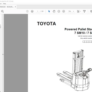 Toyota Forklift 7 SM10 7 SM12 Powered Pallet Stacker Parts Catalogue Manual 956528 - PDF DOWNLOAD