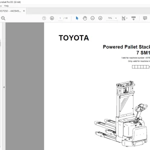 Toyota Forklift 7 SM12F Powered Pallet Stacker Parts Catalogue Manual 437050AT - PDF DOWNLOAD