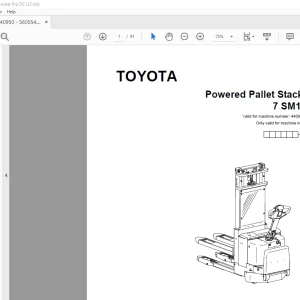 Toyota Forklift 7 SM12F Powered Pallet Stacker Parts Catalogue Manual 440950AT - PDF DOWNLOAD