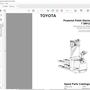 Toyota Forklift 7 SM12F Powered Pallet Stacker Parts Catalogue Manual 570989AT - PDF DOWNLOAD