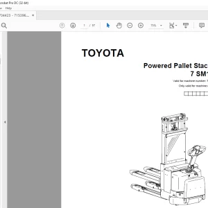 Toyota Forklift 7 SM12F Powered Pallet Stacker Parts Catalogue Manual 704423 - PDF DOWNLOAD
