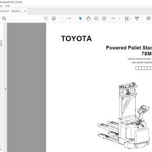 Toyota Forklift 7 SM12F Powered Pallet Stacker Parts Catalogue Manual 910327 - PDF DOWNLOAD