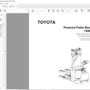 Toyota Forklift 7 SM12F Powered Pallet Stacker Parts Catalogue Manual 922602 - PDF DOWNLOAD