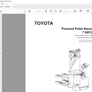 Toyota Forklift 7 SM12F Powered Pallet Stacker Parts Catalogue Manual 956528 - PDF DOWNLOAD