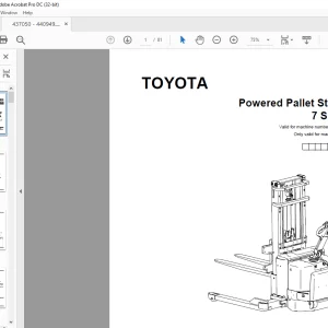 Toyota Forklift 7 SM12S Powered Pallet Stacker Parts Catalogue Manual 437050AT - PDF DOWNLOAD