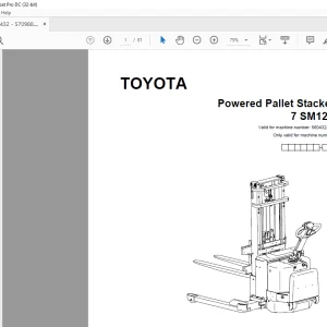 Toyota Forklift 7 SM12S Powered Pallet Stacker Parts Catalogue Manual 560432AT - PDF DOWNLOAD