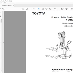 Toyota Forklift 7 SM12S Powered Pallet Stacker Parts Catalogue Manual 570989AT - PDF DOWNLOAD