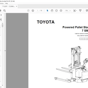 Toyota Forklift 7 SM12S Powered Pallet Stacker Parts Catalogue Manual 715397 - PDF DOWNLOAD