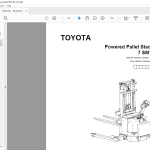 Toyota Forklift 7 SM12S Powered Pallet Stacker Parts Catalogue Manual 956528 - PDF DOWNLOAD