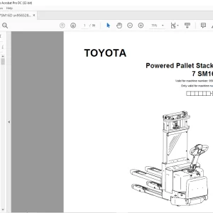 Toyota Forklift 7 SM16D Pallet Stacker Parts Catalogue Manual 956528 - PDF DOWNLOAD