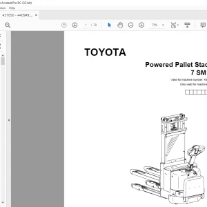 Toyota Forklift 7 SM16D Powered Pallet Stacker Parts Catalogue Manual 437050AT - PDF DOWNLOAD