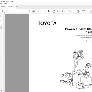 Toyota Forklift 7 SM16D Powered Pallet Stacker Parts Catalogue Manual 440950AT - PDF DOWNLOAD