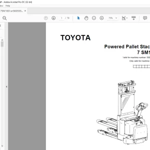 Toyota Forklift 7 SM16D Powered Pallet Stacker Parts Catalogue Manual 560555AT - PDF DOWNLOAD