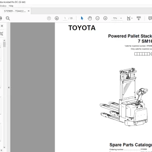 Toyota Forklift 7 SM16D Powered Pallet Stacker Parts Catalogue Manual 570989AT - PDF DOWNLOAD